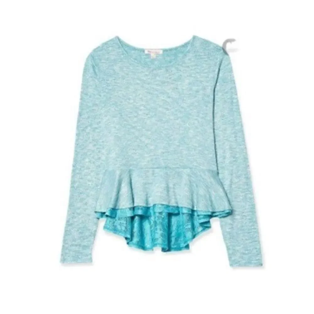 Love Fire Pink Hacci Lace Peplum Top Girls Medium